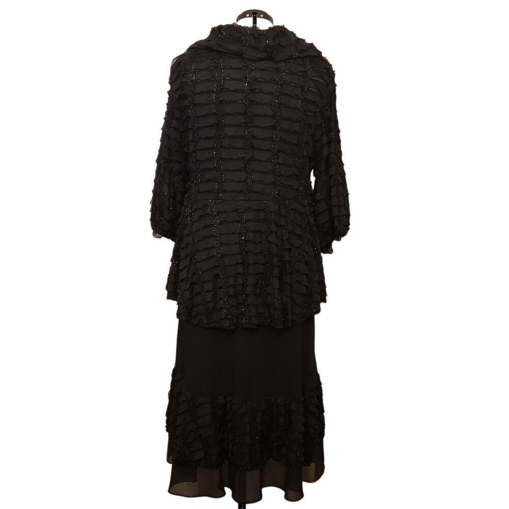 Come N See Black Ruffle Sequin Chiffon Jacket 2 PC Dress (Size 2X, NWT): - Picture 10 of 14